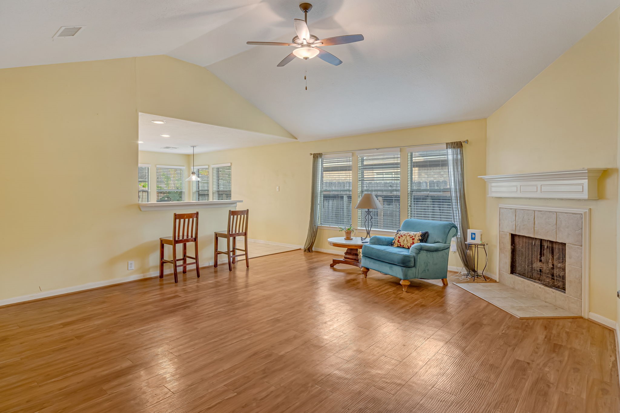 4614 Neches Trail Lane Spring, TX 77388 - Photo 6 of 29 a living room with furniture and a fireplace