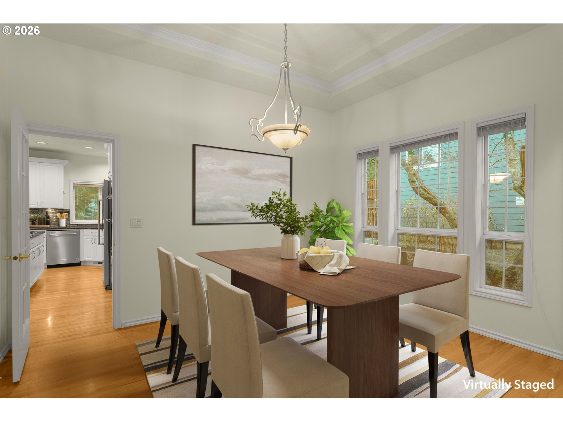 1323 Northwest Mayfield Road Portland, OR 97229 - Photo 11 of 32 a view of a dining room with furniture window and wooden floor