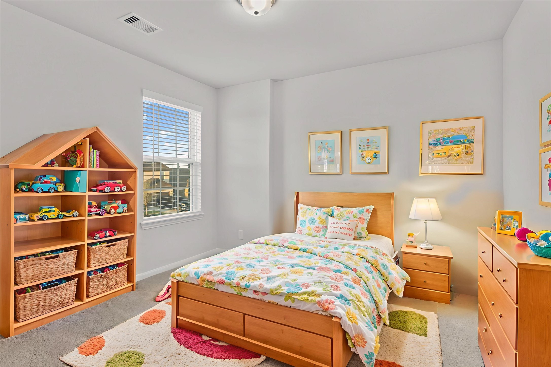 22223 Rome Breeze Drive Hockley, TX 77447 - Photo 26 of 46 Another virtually staged bedroom displays its versatility as a cheerful child’s room, complete with a bright window and space for play and creativity. The room’s simple design allows for endless decorating possibilities.