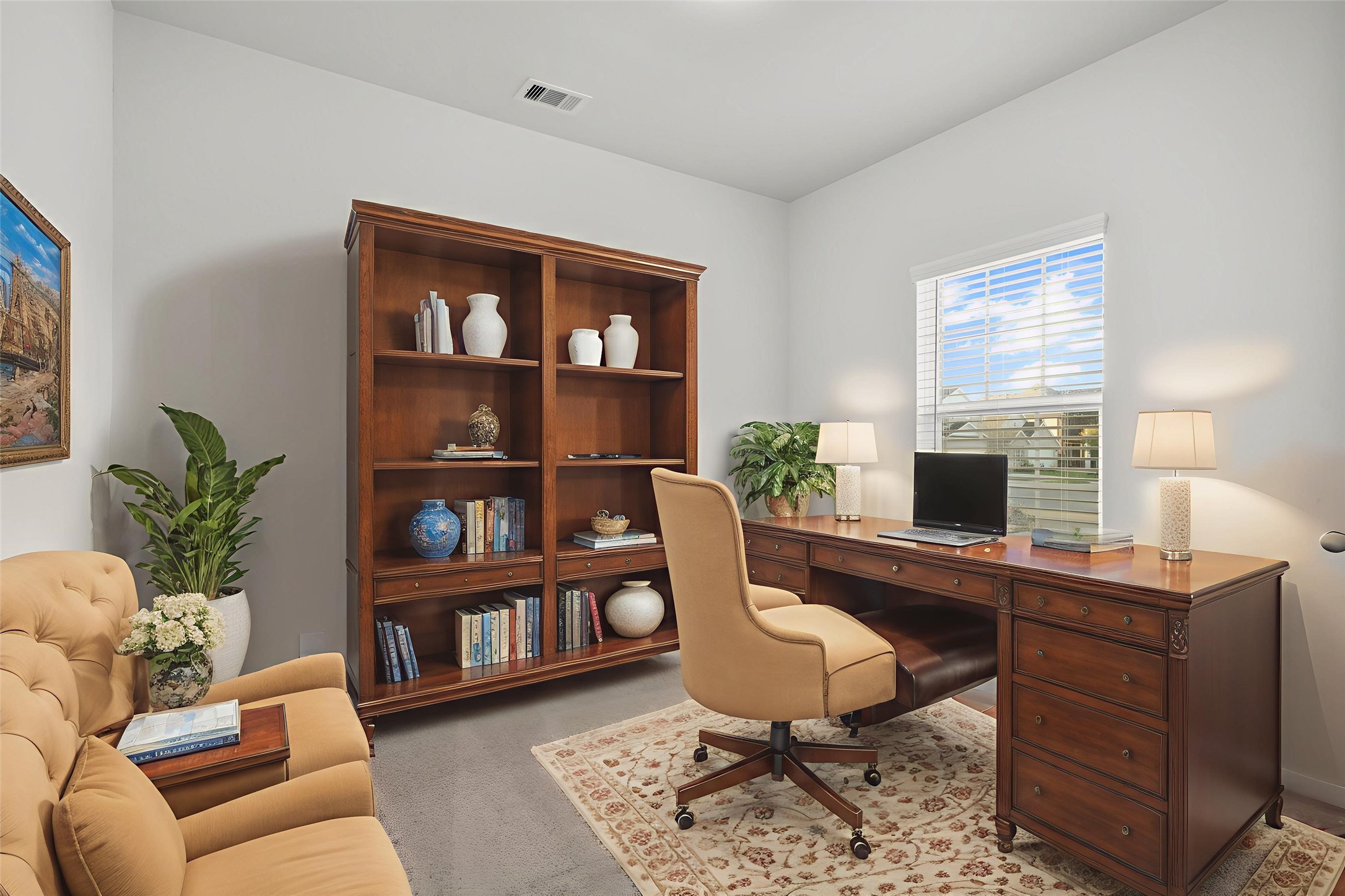22223 Rome Breeze Drive Hockley, TX 77447 - Photo 3 of 46 This virtually staged home office or study highlights how the space can be transformed into a peaceful retreat for working or reading. With soft natural light, plush carpet, and ample wall space, it offers endless possibilities for a productive and comfortable setup.
