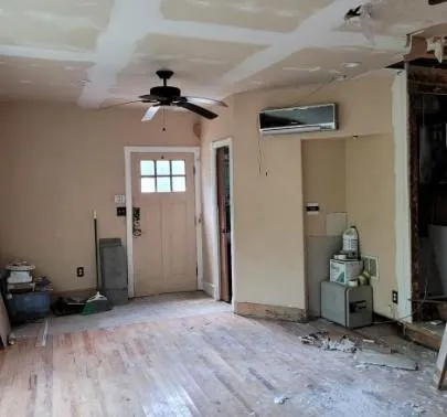 wooden floor and window in a room