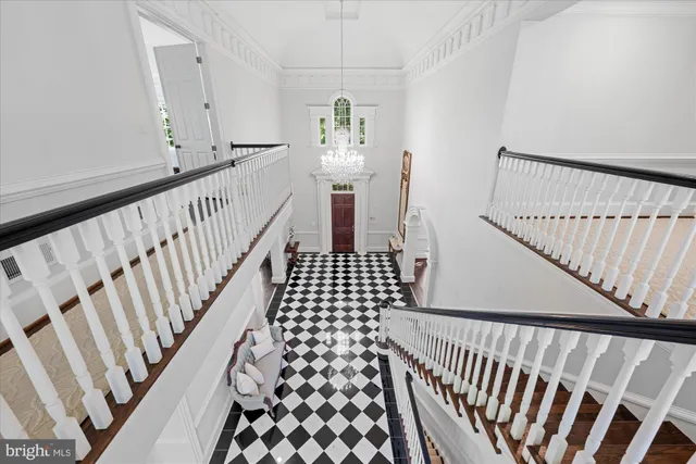 a view of a balcony with wooden floor