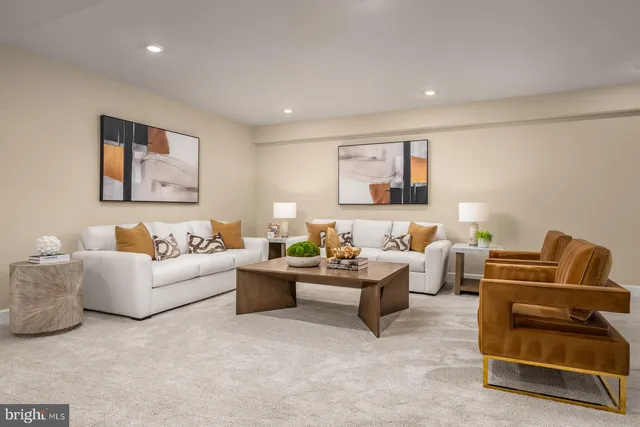 a living room with furniture and a couch