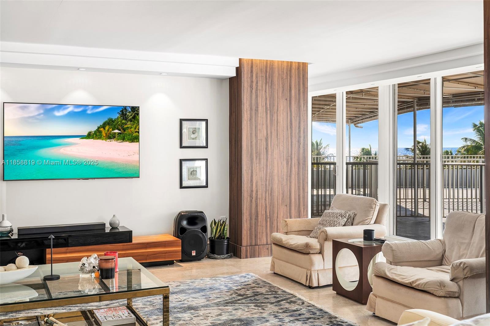 600 Grapetree Drive, Unit 3BS Key Biscayne, FL 33149 - Photo 6 of 47 a reading room with furniture lamp and large window