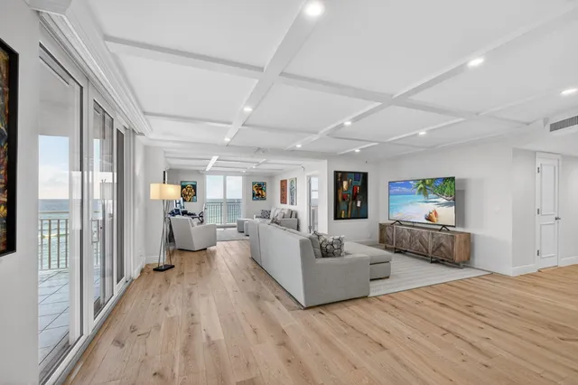 a living room with furniture and a couch