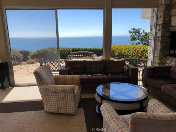 a view of an ocean from a yard