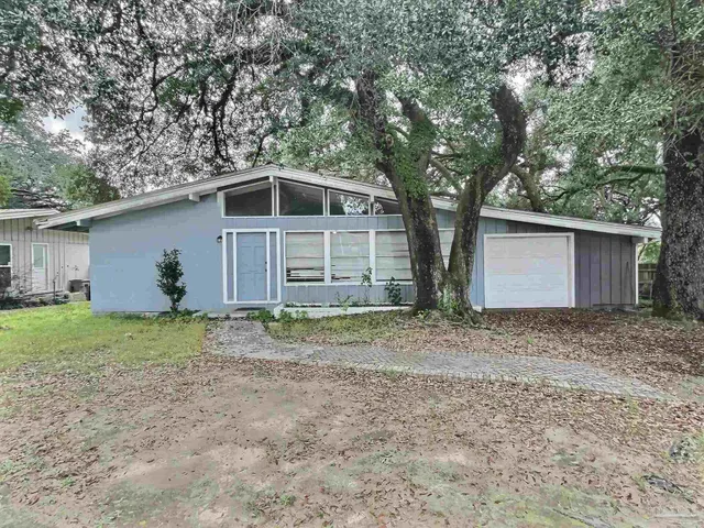 a backyard of a house with plants and barbeque oven