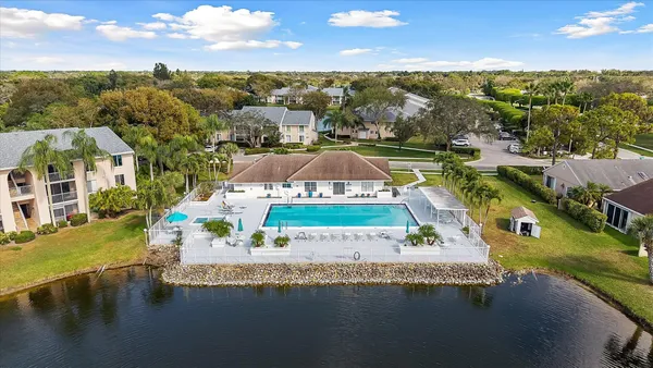 a view of a lake with houses