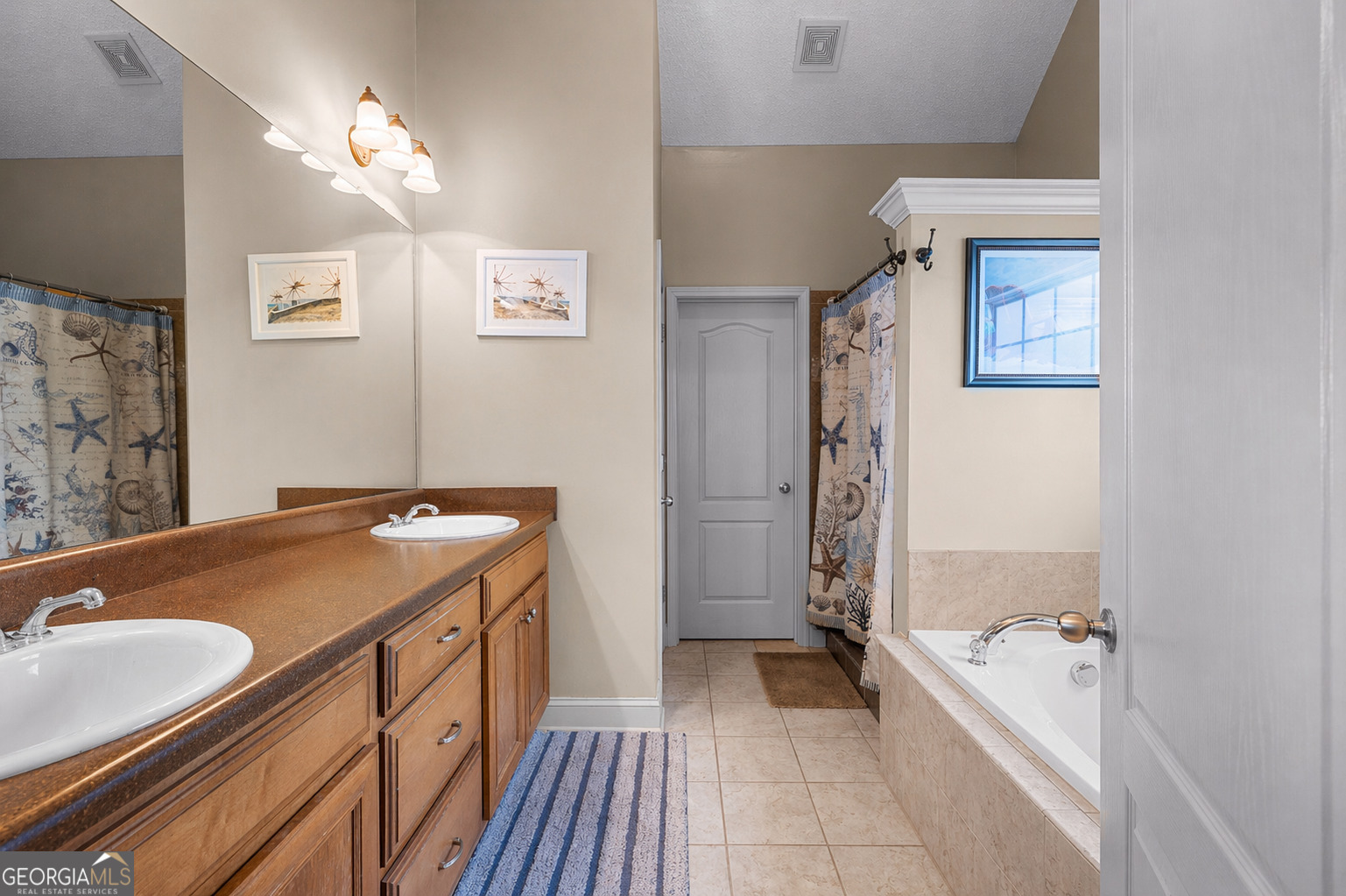 21 Hunters Overlook Drive Senoia, GA 30276 - Photo 17 of 37 a bathroom with a tub a sink and mirror