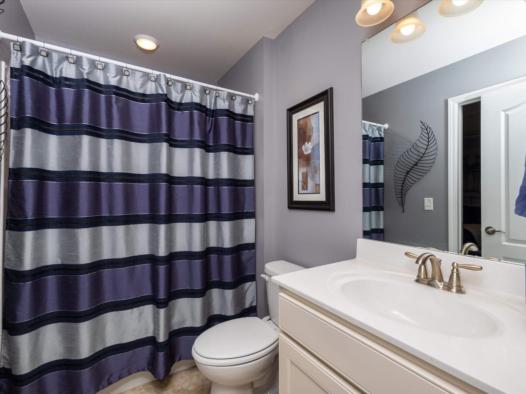 141 Tipton Pass Spring Hill, TN 37174 - Photo 31 of 49 a bathroom with a sink a toilet a mirror and shower curtain