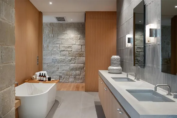 a bathroom with a sink and a bathtub