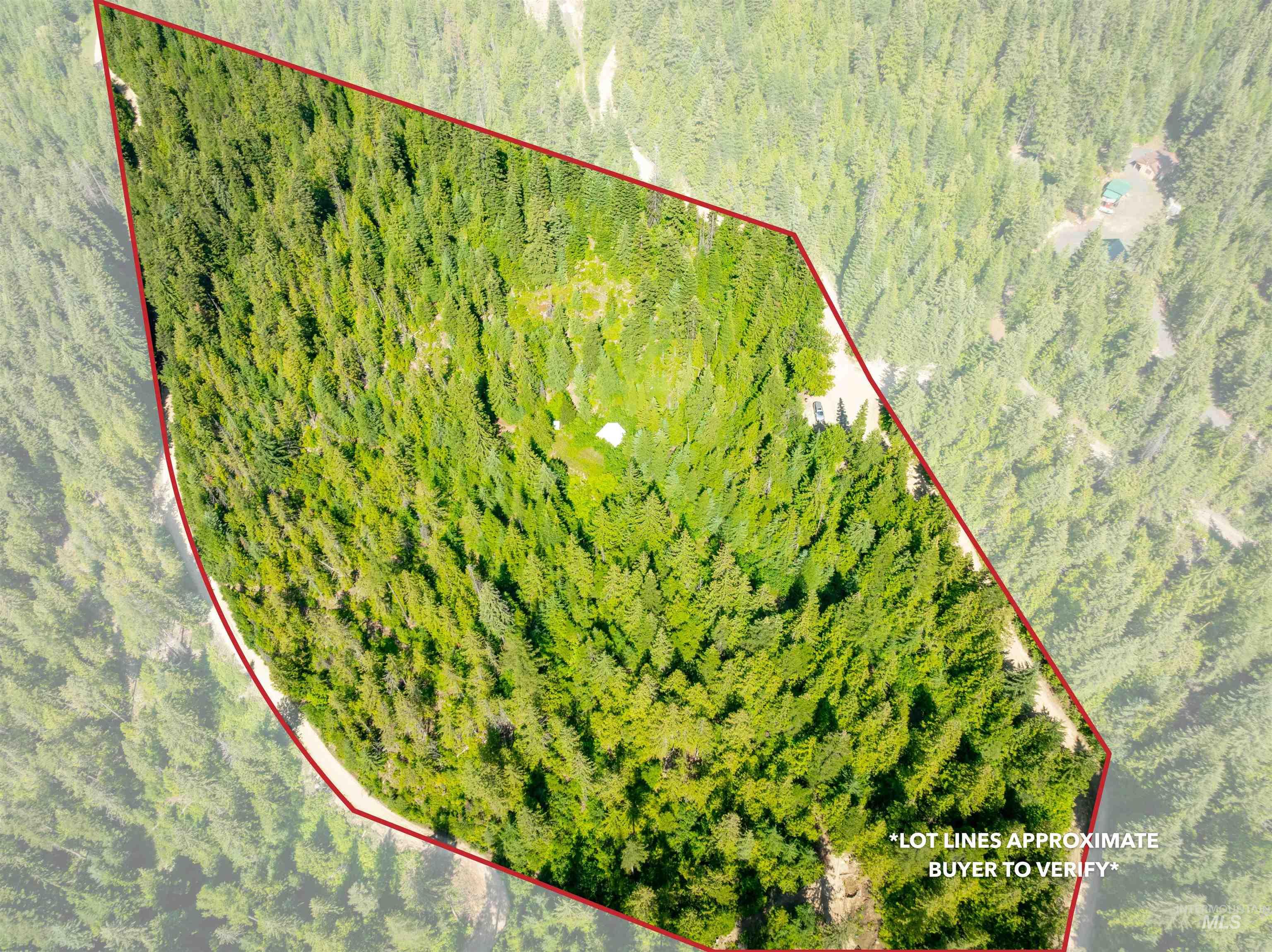 3176 Crystal Peak Road Fernwood, ID 83830 - Photo 14 of 14 Aerial view of property and surrounding area with property boundaries highlighted