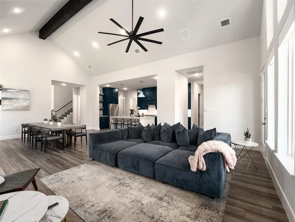 a living room with furniture