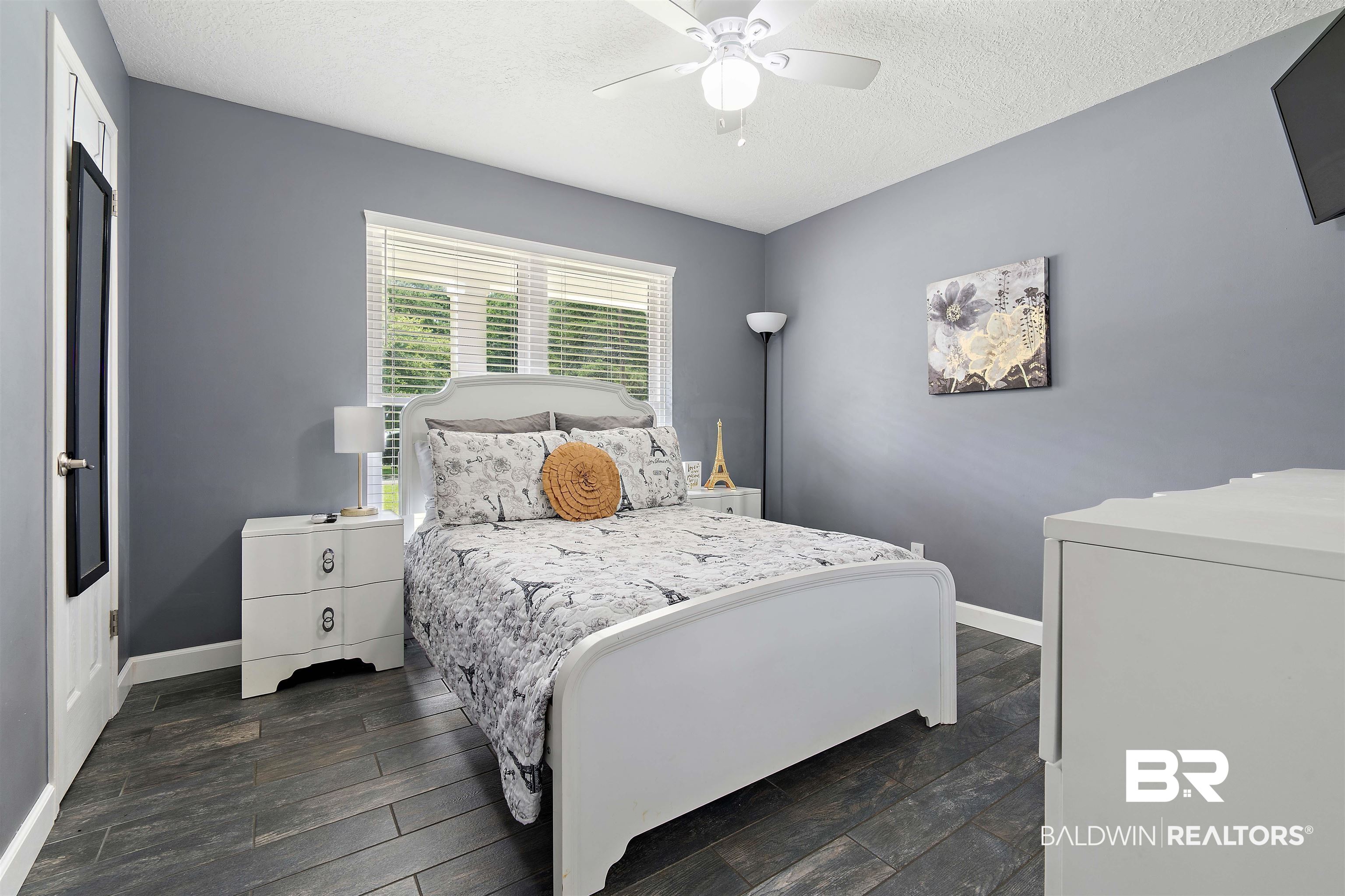 2000 Campfire Drive Semmes, AL 36575 - Photo 15 of 26 Bedroom with a textured ceiling, hardwood / wood-style floors, and ceiling fan