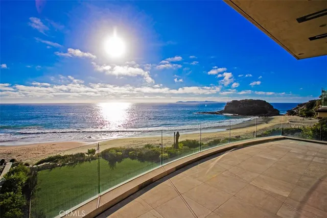 a view of ocean from a balcony