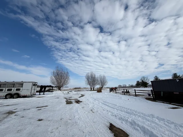 a view of a road with a snow on the road