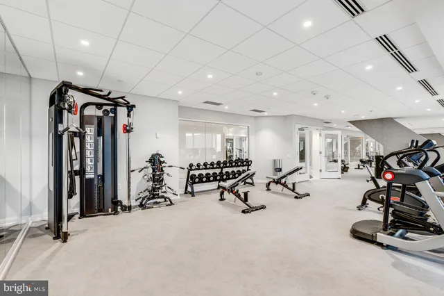 a view of a room with gym equipment