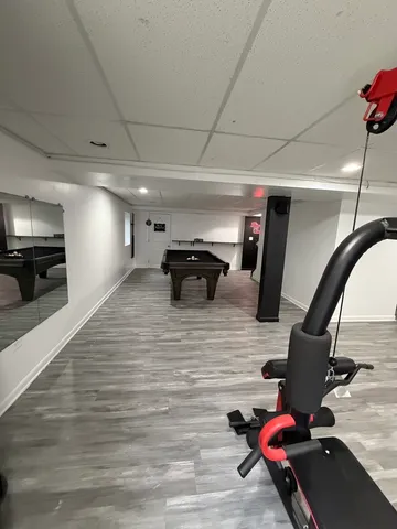 a view of a fire pit with a yard