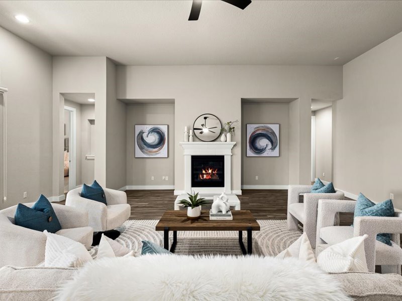 227 Bridge Water Loop Dripping Springs, TX 78620 - Photo 7 of 40 a living room with furniture and a fireplace