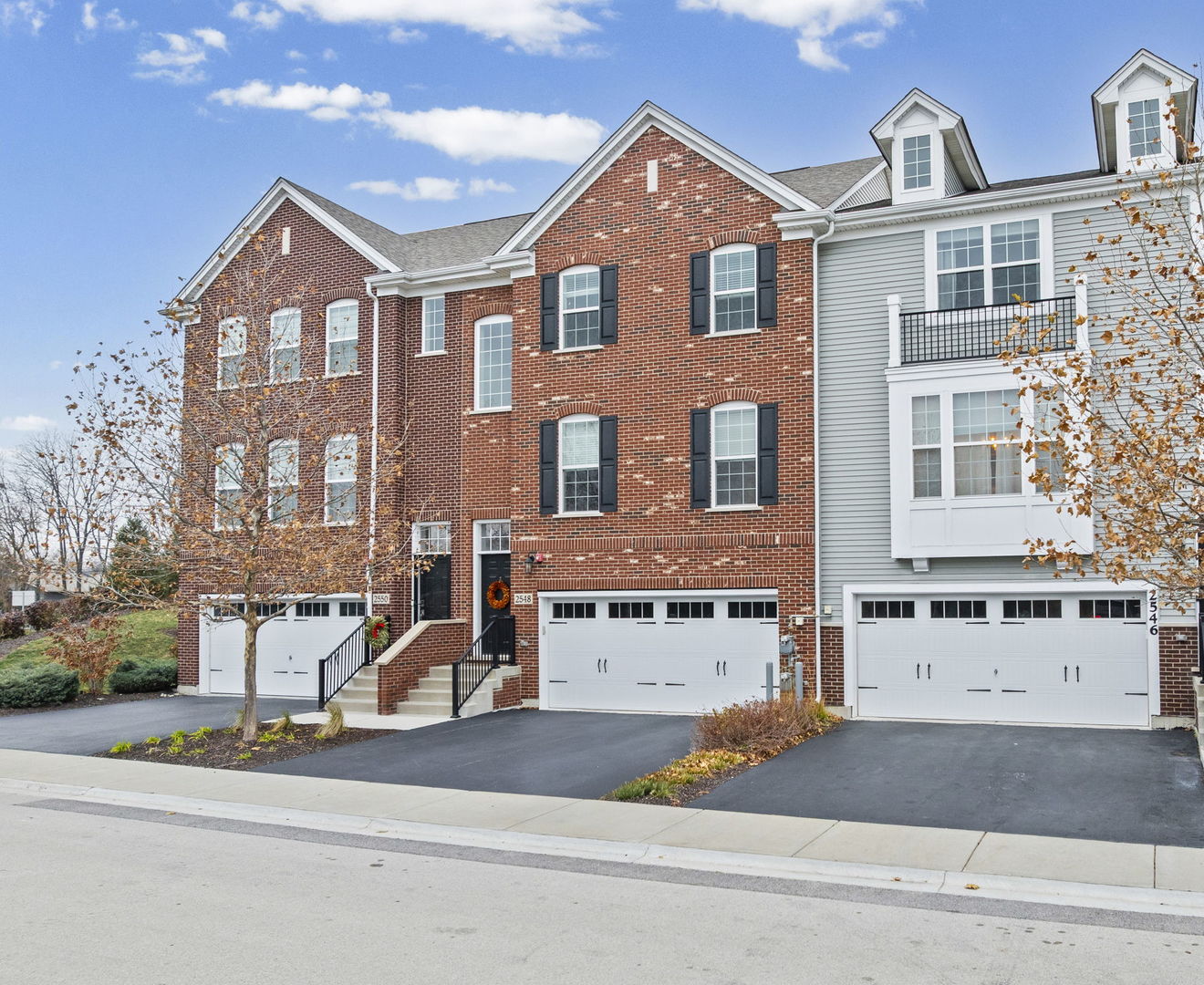 front view of a building with a street