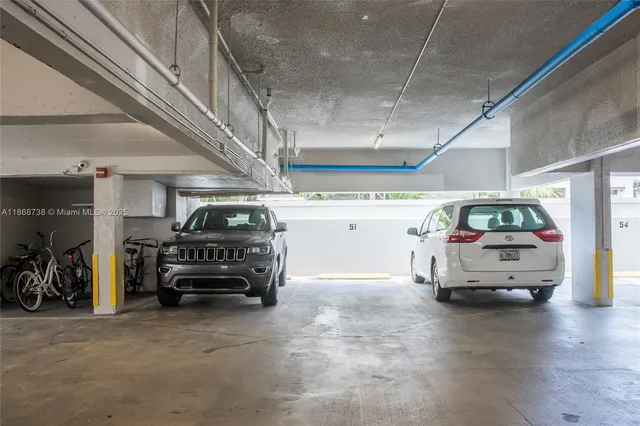 a car parked in a garage
