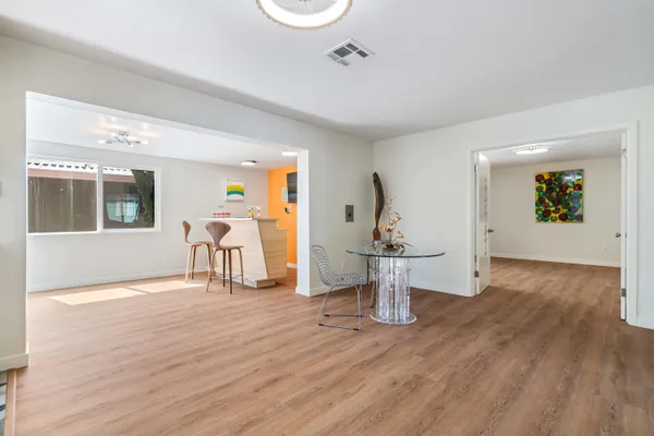 a living room with furniture