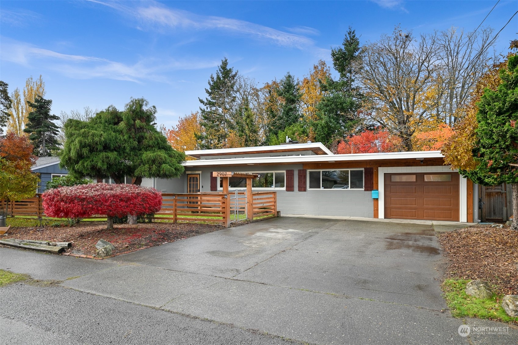 front view of a house with a garage