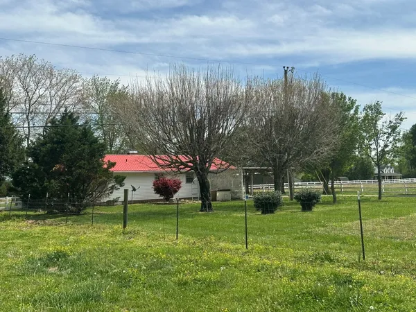 a view of a field with an ocean