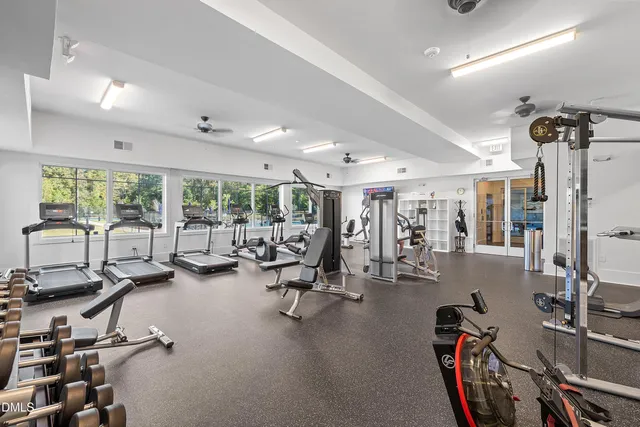 a view of a room with gym equipment