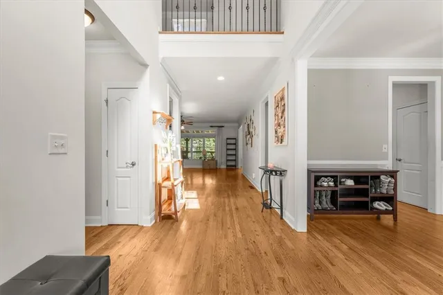 a view of livingroom with furniture and wooden floor