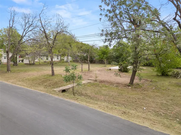 a view of a yard with a tree