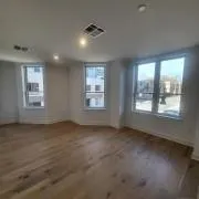 an empty room with windows