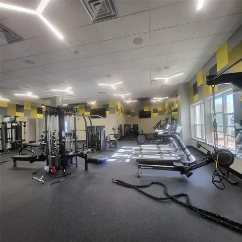 a view of a room with gym equipment