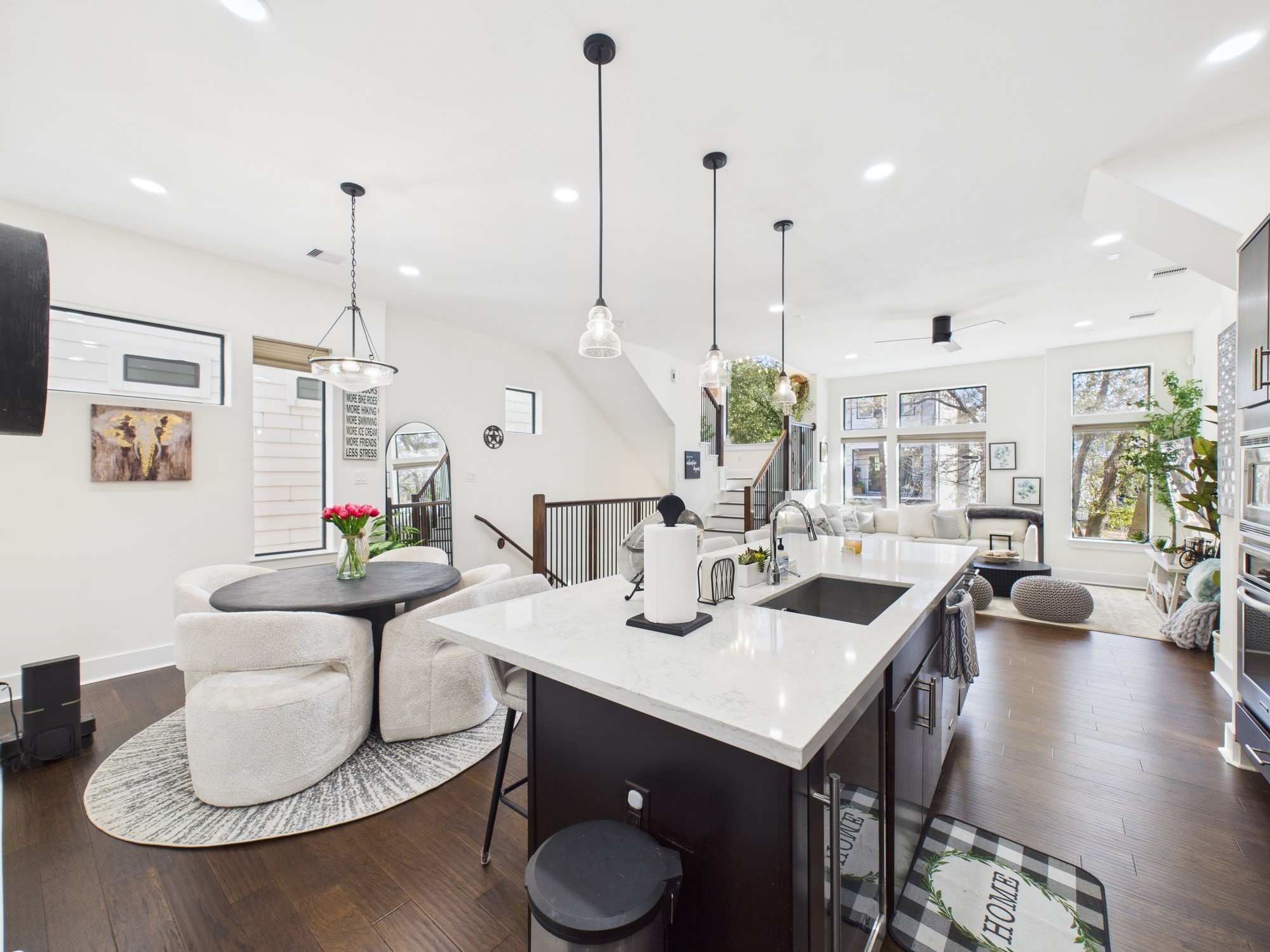 1404 Spring Street, Unit A Houston, TX 77007 - Photo 16 of 47 Large Central Island with Sink and Wine Fridge
