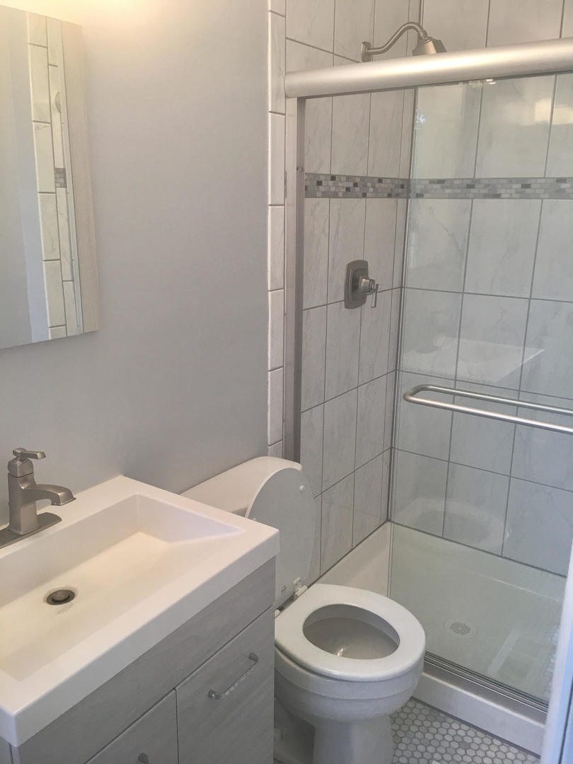 45 Bradley Lane Hoffman Estates, IL 60169 - Photo 4 of 12 a bathroom with a sink a toilet and shower