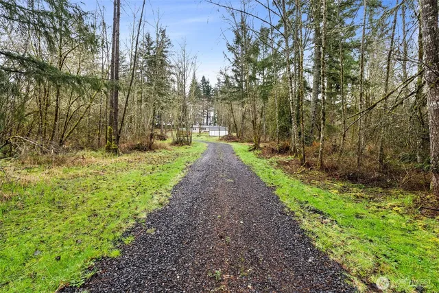 a view of a pathway with a yard