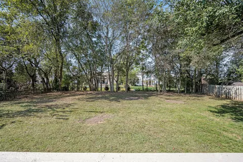 a view of a yard with trees