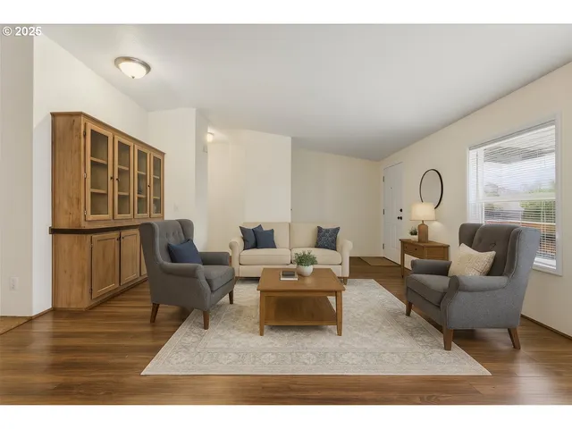 a living room with furniture