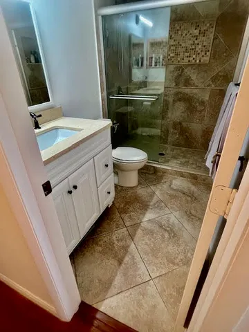 a bathroom with a shower