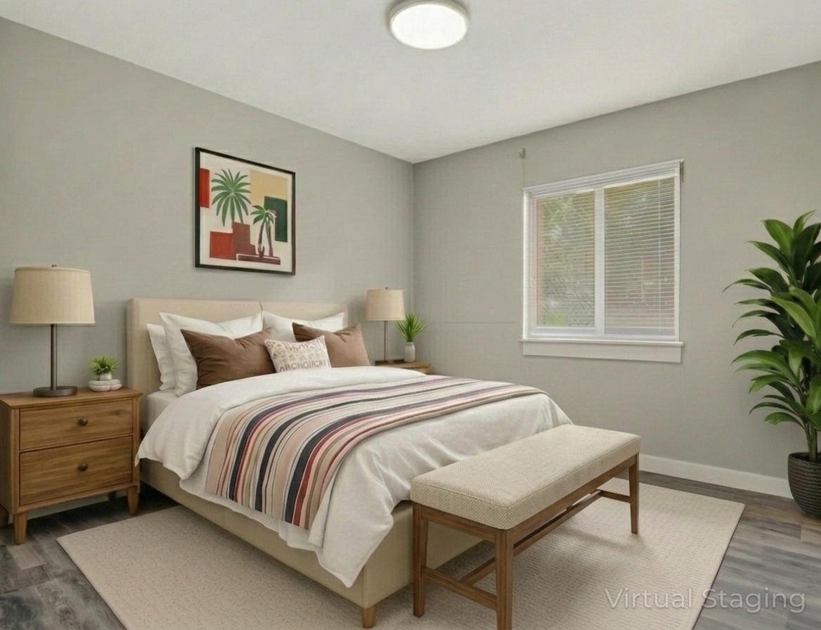 918 Southwest 9th St Circle, Unit 105 Boca Raton, FL 33486 - Photo 19 of 39 a bedroom with a bed and a potted plant