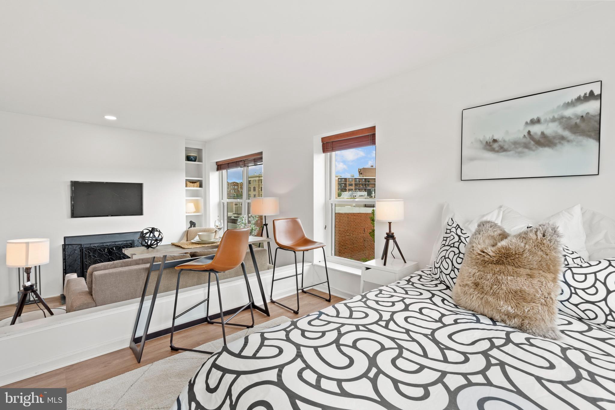 1736 Willard Street Northwest, Unit 506 Washington, DC 20009 - Photo 13 of 28 a living room with furniture and a flat screen tv
