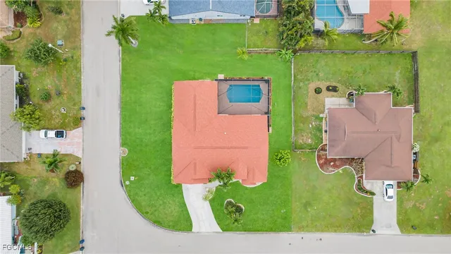 an aerial view of a house
