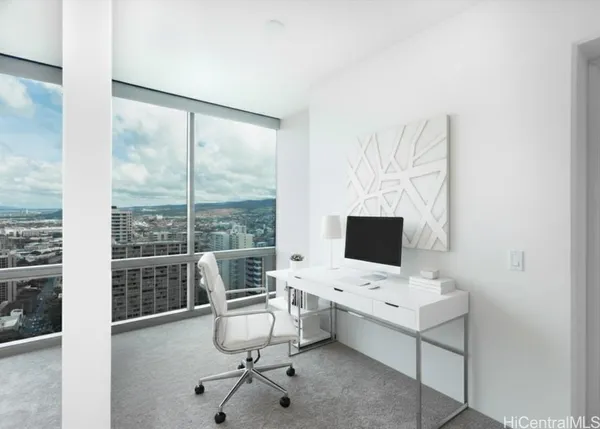 a view of a workspace with a window