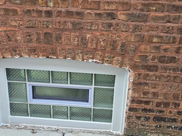 a view of a brick wall