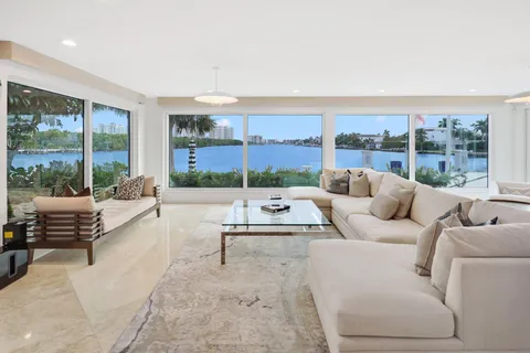 a view of a lake with a terrace