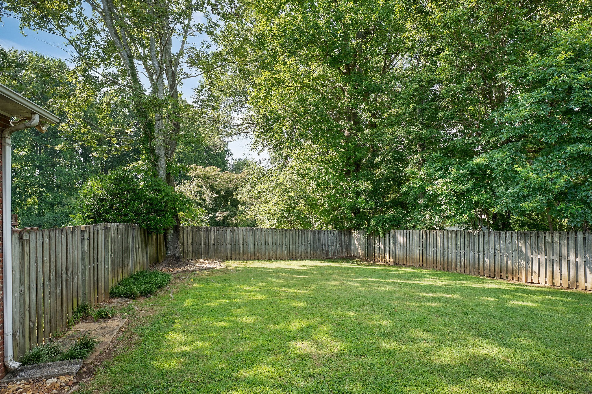143 Old Qualls Road Cookeville, TN 38506 - Photo 12 of 40 a view of a backyard with large trees and wooden fence