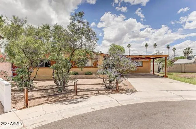 a view of a house with entertaining space and trees