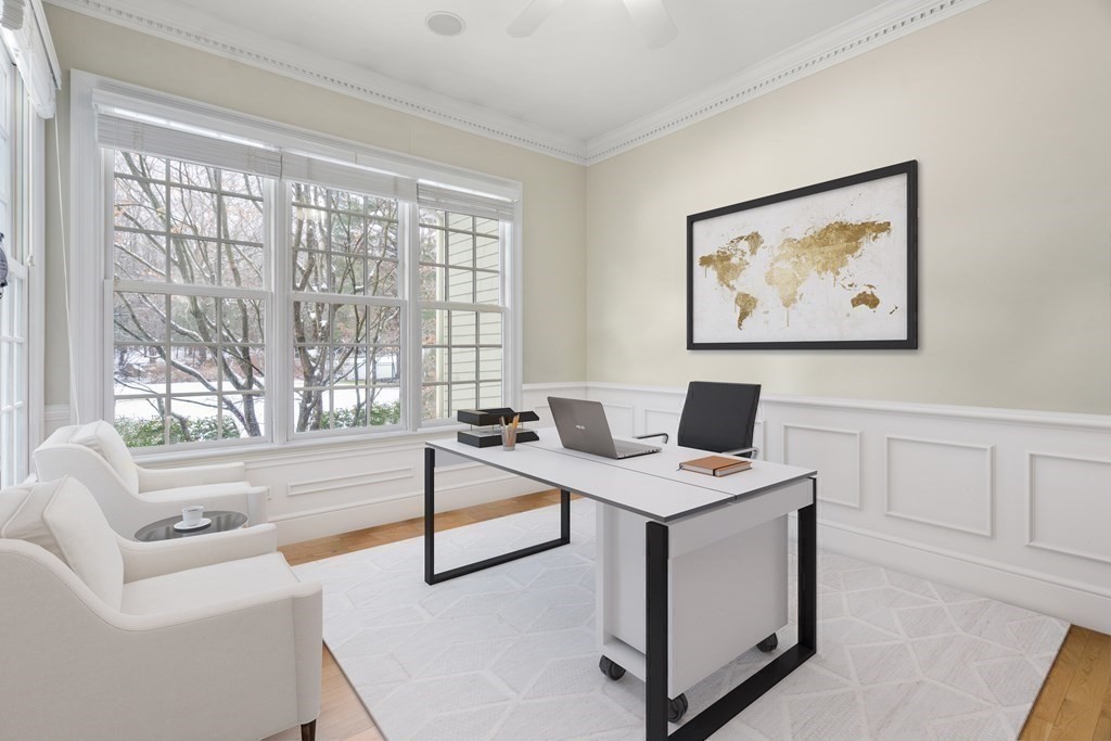 8 Stonegate Lane Dover, MA 02030 - Photo 17 of 42 a view of a workspace with furniture and a window
