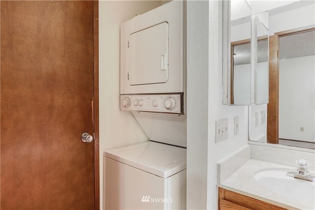 an empty room with a workbench