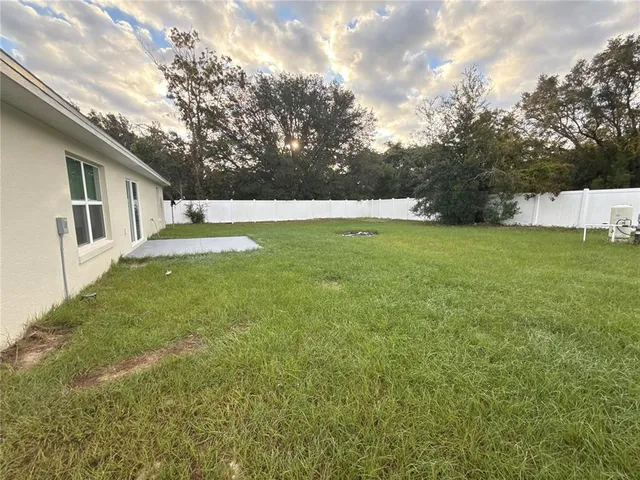 a view of backyard with trampoline